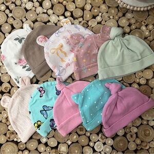 Bundle of 10 Baby Beanies with Cute Patterns